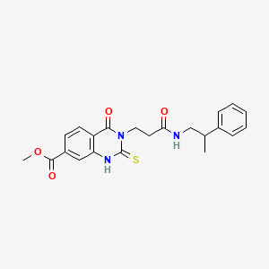 Methyl 4-oxo-3-(3-oxo-3-((2-phenylpropyl)amino)propyl)-2-thioxo-1,2,3,4-tetrahydroquinazoline-7-carboxylate