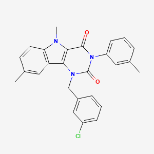 molecular formula C26H22ClN3O2 B11280197 1-(3-chlorobenzyl)-5,8-dimethyl-3-(3-methylphenyl)-1H-pyrimido[5,4-b]indole-2,4(3H,5H)-dione 