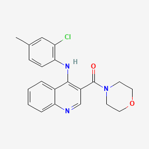 molecular formula C21H20ClN3O2 B11280202 (4-((2-Chloro-4-methylphenyl)amino)quinolin-3-yl)(morpholino)methanone 