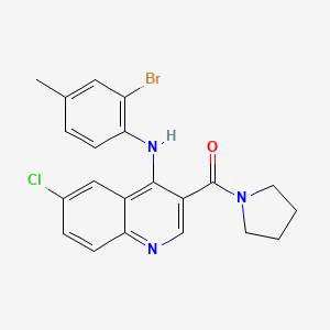 N-(2-Bromo-4-methylphenyl)-6-chloro-3-(pyrrolidine-1-carbonyl)quinolin-4-amine