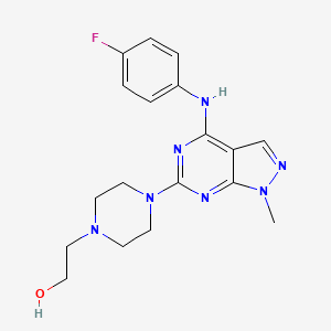 2-(4-{4-[(4-fluorophenyl)amino]-1-methyl-1H-pyrazolo[3,4-d]pyrimidin-6-yl}piperazin-1-yl)ethanol