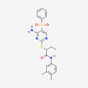 2-((4-amino-5-(phenylsulfonyl)pyrimidin-2-yl)thio)-N-(3,4-dimethylphenyl)butanamide