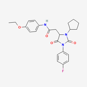 2-[3-cyclopentyl-1-(4-fluorophenyl)-2,5-dioxoimidazolidin-4-yl]-N-(4-ethoxyphenyl)acetamide