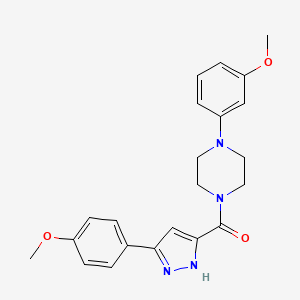 molecular formula C22H24N4O3 B11280319 1-(3-Methoxyphenyl)-4-[3-(4-methoxyphenyl)-1H-pyrazole-5-carbonyl]piperazine 