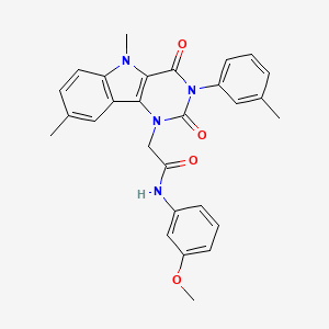 molecular formula C28H26N4O4 B11280342 2-(5,8-dimethyl-2,4-dioxo-3-(m-tolyl)-2,3,4,5-tetrahydro-1H-pyrimido[5,4-b]indol-1-yl)-N-(3-methoxyphenyl)acetamide 