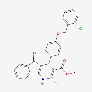 molecular formula C28H22ClNO4 B11280380 methyl 4-{4-[(2-chlorobenzyl)oxy]phenyl}-2-methyl-5-oxo-4,5-dihydro-1H-indeno[1,2-b]pyridine-3-carboxylate 