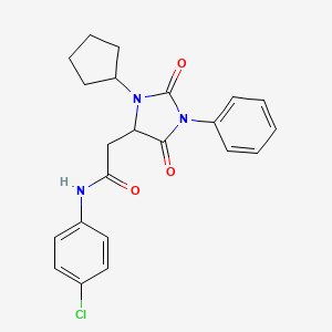 N-(4-chlorophenyl)-2-(3-cyclopentyl-2,5-dioxo-1-phenylimidazolidin-4-yl)acetamide