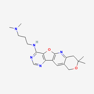 molecular formula C19H25N5O2 B11280386 N-(5,5-dimethyl-6,17-dioxa-2,12,14-triazatetracyclo[8.7.0.03,8.011,16]heptadeca-1(10),2,8,11(16),12,14-hexaen-15-yl)-N',N'-dimethylpropane-1,3-diamine 