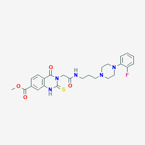 Methyl 3-(2-((3-(4-(2-fluorophenyl)piperazin-1-yl)propyl)amino)-2-oxoethyl)-4-oxo-2-thioxo-1,2,3,4-tetrahydroquinazoline-7-carboxylate