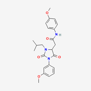 molecular formula C23H27N3O5 B11280441 N-(4-methoxyphenyl)-2-[1-(3-methoxyphenyl)-3-(2-methylpropyl)-2,5-dioxoimidazolidin-4-yl]acetamide 