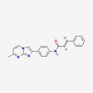 molecular formula C22H18N4O B11280540 N-(4-(7-methylimidazo[1,2-a]pyrimidin-2-yl)phenyl)cinnamamide 