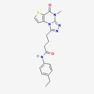 molecular formula C20H21N5O2S B11280566 N-(4-ethylphenyl)-4-(4-methyl-5-oxo-4,5-dihydrothieno[2,3-e][1,2,4]triazolo[4,3-a]pyrimidin-1-yl)butanamide 