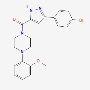 1-[3-(4-Bromophenyl)-1H-pyrazole-5-carbonyl]-4-(2-methoxyphenyl)piperazine