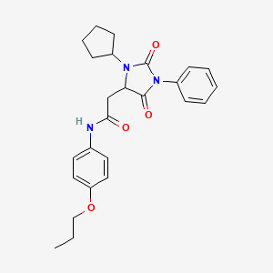 molecular formula C25H29N3O4 B11280575 2-(3-cyclopentyl-2,5-dioxo-1-phenylimidazolidin-4-yl)-N-(4-propoxyphenyl)acetamide 