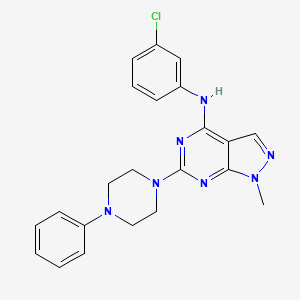 molecular formula C22H22ClN7 B11280594 N-(3-chlorophenyl)-1-methyl-6-(4-phenylpiperazin-1-yl)-1H-pyrazolo[3,4-d]pyrimidin-4-amine 