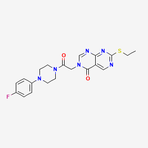 molecular formula C20H21FN6O2S B11280603 7-(ethylsulfanyl)-3-{2-[4-(4-fluorophenyl)piperazin-1-yl]-2-oxoethyl}pyrimido[4,5-d]pyrimidin-4(3H)-one 