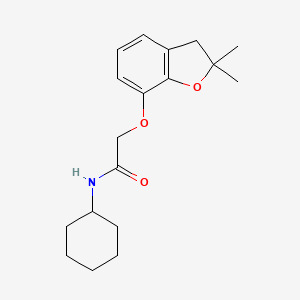 molecular formula C18H25NO3 B11280619 N-cyclohexyl-2-((2,2-dimethyl-2,3-dihydrobenzofuran-7-yl)oxy)acetamide 