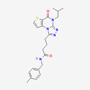 molecular formula C23H27N5O2S B11280660 4-(4-isobutyl-5-oxo-4,5-dihydrothieno[2,3-e][1,2,4]triazolo[4,3-a]pyrimidin-1-yl)-N-(4-methylbenzyl)butanamide 