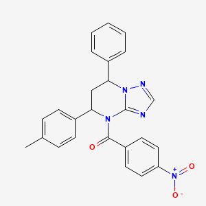 molecular formula C25H21N5O3 B11280672 [5-(4-methylphenyl)-7-phenyl-6,7-dihydro[1,2,4]triazolo[1,5-a]pyrimidin-4(5H)-yl](4-nitrophenyl)methanone 