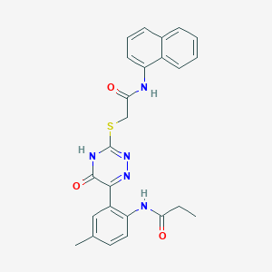 N-{4-Methyl-2-[3-({[(naphthalen-1-YL)carbamoyl]methyl}sulfanyl)-5-oxo-4,5-dihydro-1,2,4-triazin-6-YL]phenyl}propanamide