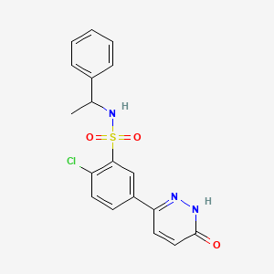 molecular formula C18H16ClN3O3S B11280708 2-chloro-5-(6-oxo-1,6-dihydropyridazin-3-yl)-N-(1-phenylethyl)benzenesulfonamide 