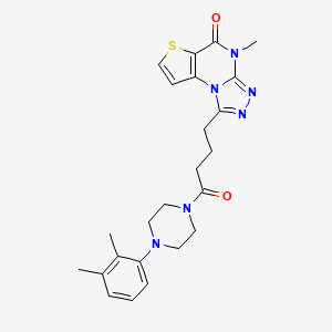 molecular formula C24H28N6O2S B11280730 1-{4-[4-(2,3-Dimethylphenyl)piperazino]-4-oxobutyl}-4-methylthieno[2,3-E][1,2,4]triazolo[4,3-A]pyrimidin-5(4H)-one 