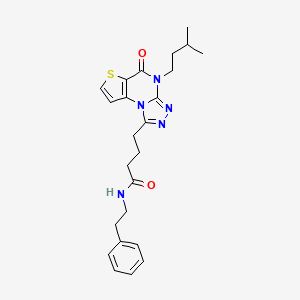 molecular formula C24H29N5O2S B11280740 4-[4-(3-methylbutyl)-5-oxo-4,5-dihydrothieno[2,3-e][1,2,4]triazolo[4,3-a]pyrimidin-1-yl]-N-(2-phenylethyl)butanamide 