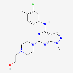 molecular formula C19H24ClN7O B11280763 2-(4-{4-[(3-chloro-4-methylphenyl)amino]-1-methyl-1H-pyrazolo[3,4-d]pyrimidin-6-yl}piperazin-1-yl)ethanol 