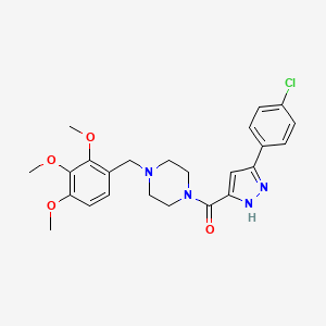 molecular formula C24H27ClN4O4 B11280767 1-[3-(4-Chlorophenyl)-1H-pyrazole-5-carbonyl]-4-[(2,3,4-trimethoxyphenyl)methyl]piperazine 