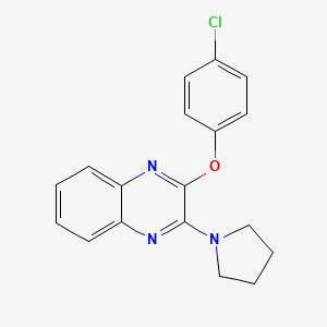 molecular formula C18H16ClN3O B11280770 2-(4-Chlorophenoxy)-3-(pyrrolidin-1-yl)quinoxaline 