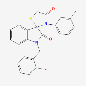 molecular formula C24H19FN2O2S B11280780 1-[(2-Fluorophenyl)methyl]-3'-(3-methylphenyl)-1,2-dihydrospiro[indole-3,2'-[1,3]thiazolidine]-2,4'-dione 