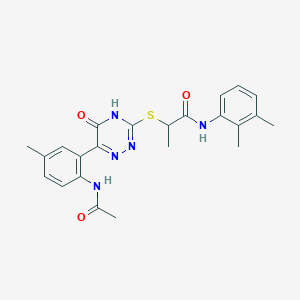 molecular formula C23H25N5O3S B11280794 N-(2,3-Dimethylphenyl)-2-{[6-(2-acetamido-5-methylphenyl)-5-oxo-4,5-dihydro-1,2,4-triazin-3-YL]sulfanyl}propanamide 