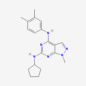 molecular formula C19H24N6 B11280850 N~6~-cyclopentyl-N~4~-(3,4-dimethylphenyl)-1-methyl-1H-pyrazolo[3,4-d]pyrimidine-4,6-diamine 