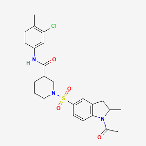 molecular formula C24H28ClN3O4S B11280916 1-[(1-acetyl-2-methyl-2,3-dihydro-1H-indol-5-yl)sulfonyl]-N-(3-chloro-4-methylphenyl)piperidine-3-carboxamide 