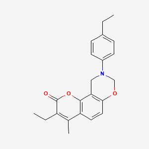 3-ethyl-9-(4-ethylphenyl)-4-methyl-9,10-dihydro-2H,8H-chromeno[8,7-e][1,3]oxazin-2-one