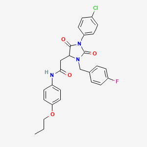 2-[1-(4-chlorophenyl)-3-(4-fluorobenzyl)-2,5-dioxoimidazolidin-4-yl]-N-(4-propoxyphenyl)acetamide