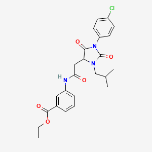 molecular formula C24H26ClN3O5 B11280939 Ethyl 3-({[1-(4-chlorophenyl)-3-(2-methylpropyl)-2,5-dioxoimidazolidin-4-yl]acetyl}amino)benzoate 