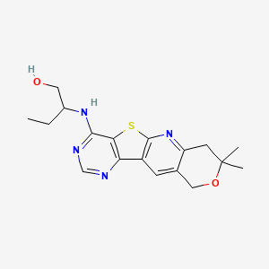 2-[(5,5-dimethyl-6-oxa-17-thia-2,12,14-triazatetracyclo[8.7.0.03,8.011,16]heptadeca-1,3(8),9,11,13,15-hexaen-15-yl)amino]butan-1-ol