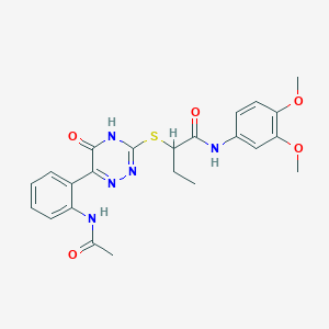 N-(3,4-Dimethoxyphenyl)-2-{[6-(2-acetamidophenyl)-5-oxo-4,5-dihydro-1,2,4-triazin-3-YL]sulfanyl}butanamide