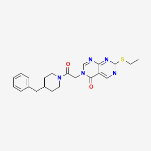 molecular formula C22H25N5O2S B11281012 3-[2-(4-benzylpiperidin-1-yl)-2-oxoethyl]-7-(ethylsulfanyl)pyrimido[4,5-d]pyrimidin-4(3H)-one 