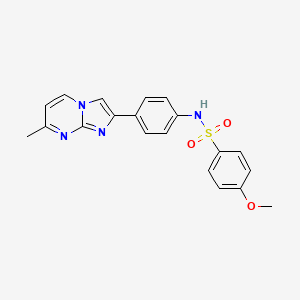 molecular formula C20H18N4O3S B11281014 4-methoxy-N-(4-(7-methylimidazo[1,2-a]pyrimidin-2-yl)phenyl)benzenesulfonamide 