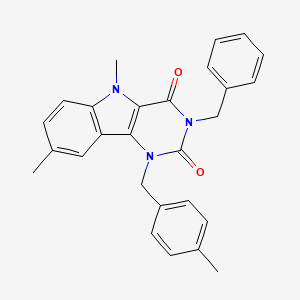 molecular formula C27H25N3O2 B11281016 3-benzyl-5,8-dimethyl-1-(4-methylbenzyl)-1H-pyrimido[5,4-b]indole-2,4(3H,5H)-dione 