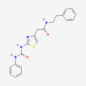 molecular formula C20H20N4O2S B11281018 N-phenethyl-2-(2-(3-phenylureido)thiazol-4-yl)acetamide 