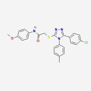 molecular formula C24H21ClN4O2S B11281038 2-{[5-(4-chlorophenyl)-4-(4-methylphenyl)-4H-1,2,4-triazol-3-yl]sulfanyl}-N-(4-methoxyphenyl)acetamide 