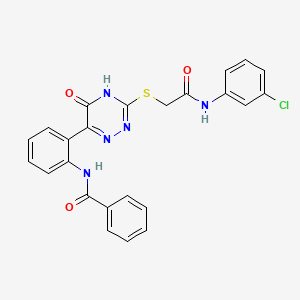 N-{2-[3-({[(3-Chlorophenyl)carbamoyl]methyl}sulfanyl)-5-oxo-4,5-dihydro-1,2,4-triazin-6-YL]phenyl}benzamide