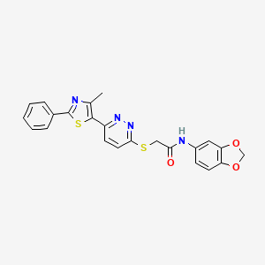 N-(benzo[d][1,3]dioxol-5-yl)-2-((6-(4-methyl-2-phenylthiazol-5-yl)pyridazin-3-yl)thio)acetamide