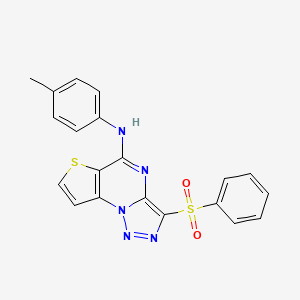 molecular formula C20H15N5O2S2 B11281092 N-(4-methylphenyl)-3-(phenylsulfonyl)thieno[2,3-e][1,2,3]triazolo[1,5-a]pyrimidin-5-amine 