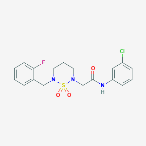 molecular formula C18H19ClFN3O3S B11281093 N-(3-chlorophenyl)-2-[6-(2-fluorobenzyl)-1,1-dioxido-1,2,6-thiadiazinan-2-yl]acetamide 