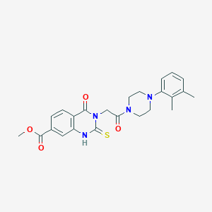 molecular formula C24H26N4O4S B11281111 Methyl 3-(2-(4-(2,3-dimethylphenyl)piperazin-1-yl)-2-oxoethyl)-4-oxo-2-thioxo-1,2,3,4-tetrahydroquinazoline-7-carboxylate 