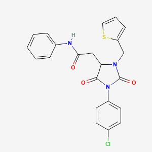 2-[1-(4-chlorophenyl)-2,5-dioxo-3-(thiophen-2-ylmethyl)imidazolidin-4-yl]-N-phenylacetamide